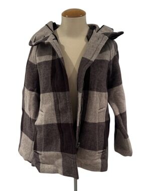 COACH brown plaid wool hooded Fall jacket - size xs